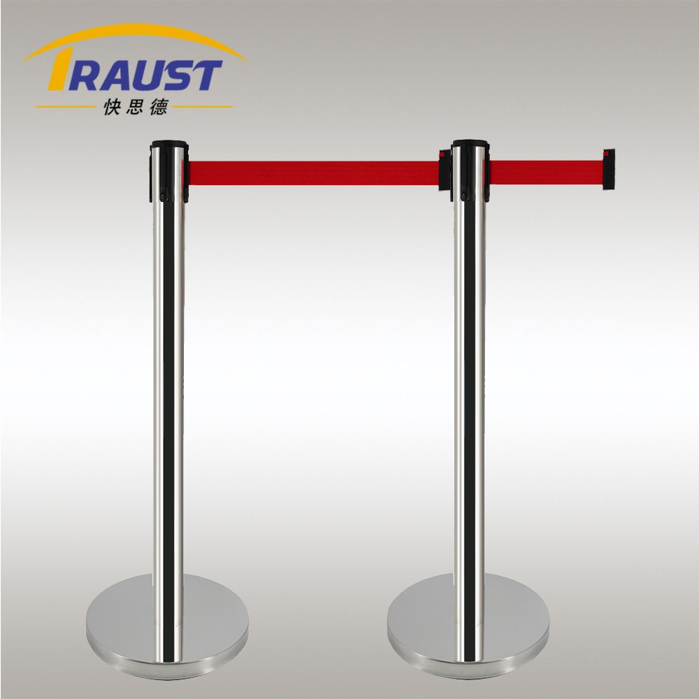 Traust museum station theater custom line stainless steel retractable q manager queue stand belt barrier post stanchions