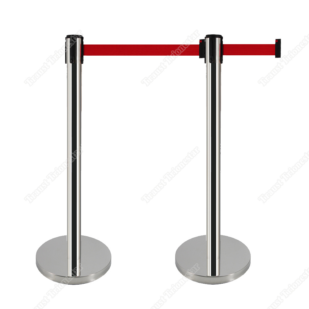 Traust museum station theater custom line stainless steel retractable q manager queue stand belt barrier post stanchions