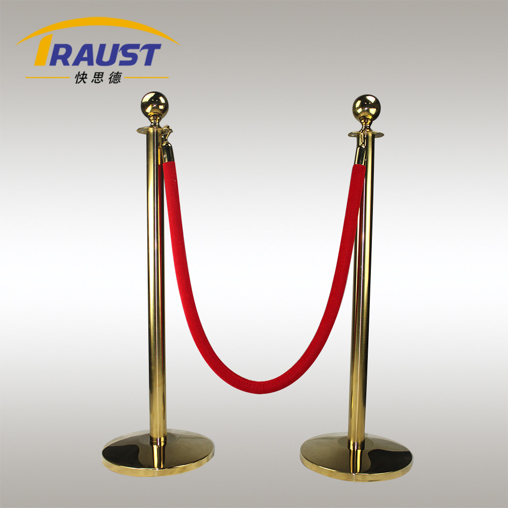 Traust museum exhibition Red Carpet Rope Queue Stand Gold Barrier Post Stanchion