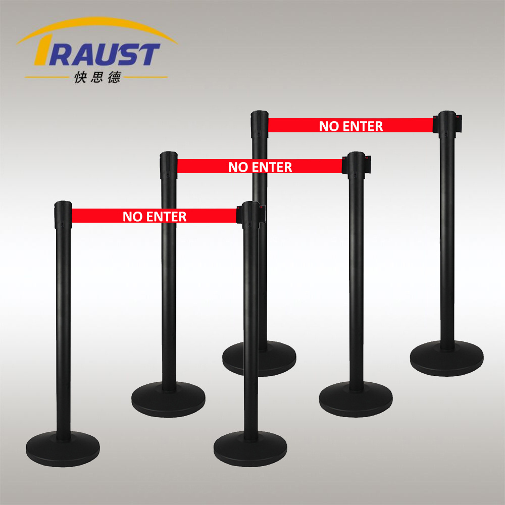 High Quality Retractable Belt Black Queue Poles Stanchion, Red Carpet Poles