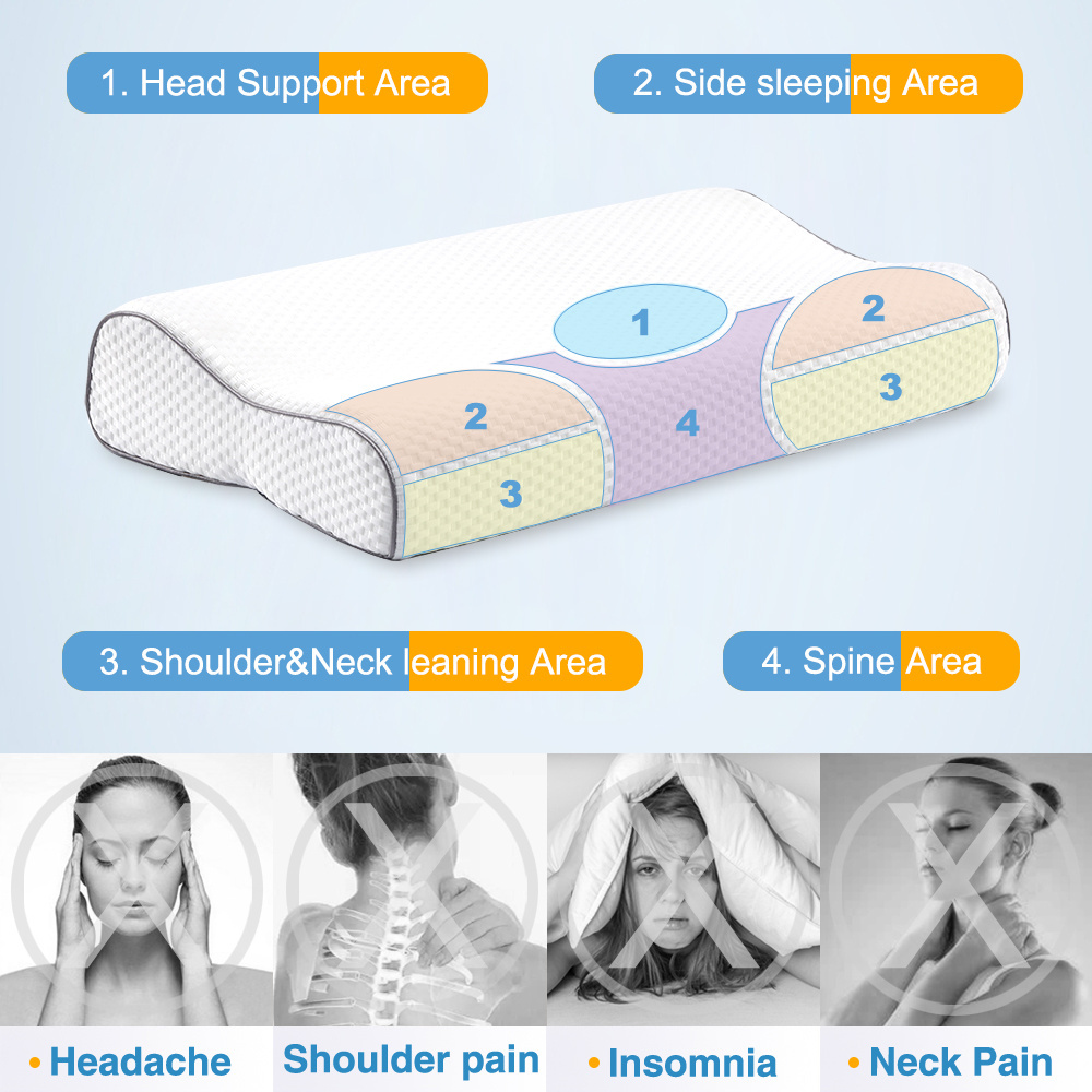 Custom Logo Cervical Orthopedic pillow Neck Rest Gel Cool Coccyx Contour Comfort Adjustable Memory Foam bed Pillow