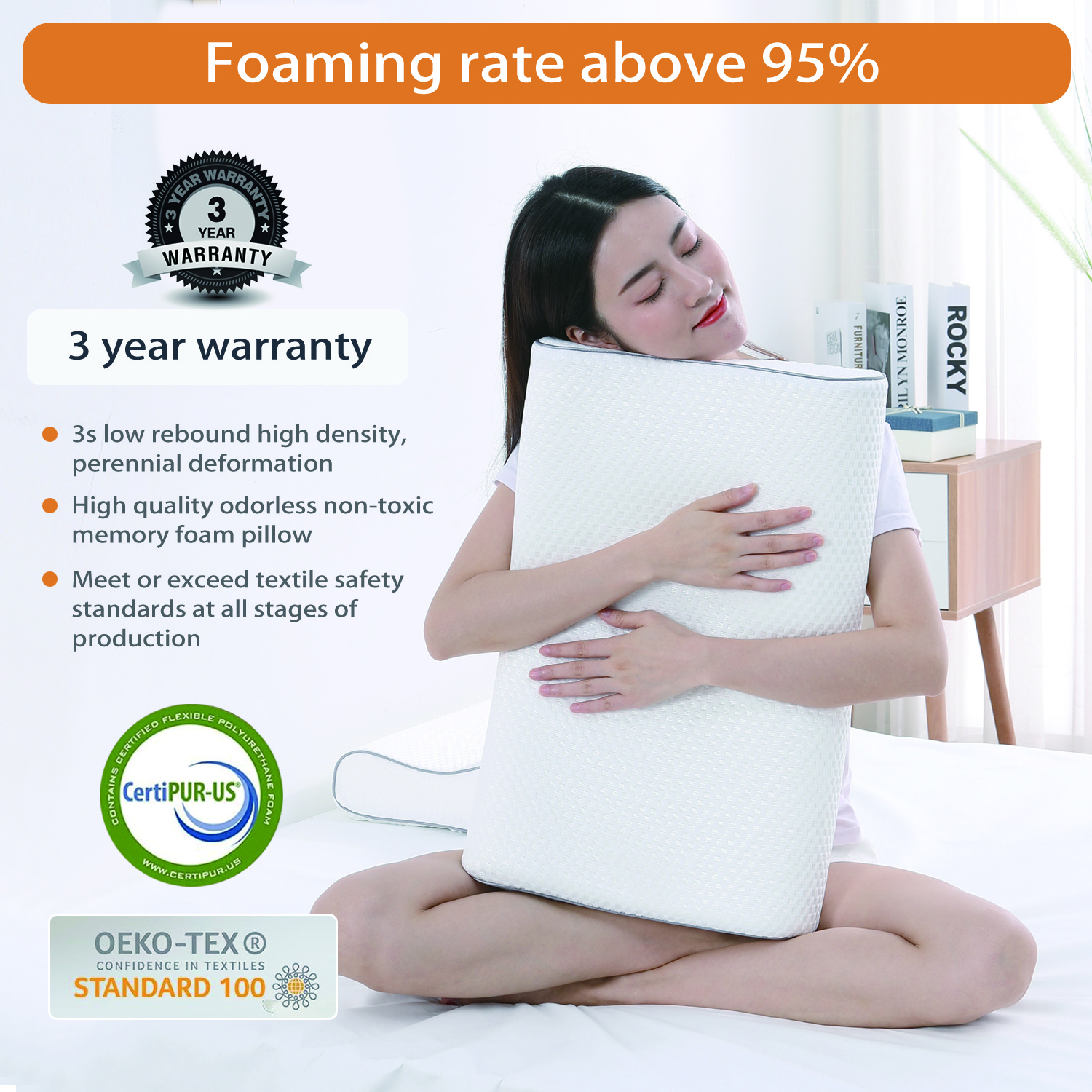 Custom Logo Cervical Orthopedic pillow Neck Rest Gel Cool Coccyx Contour Comfort Adjustable Memory Foam bed Pillow