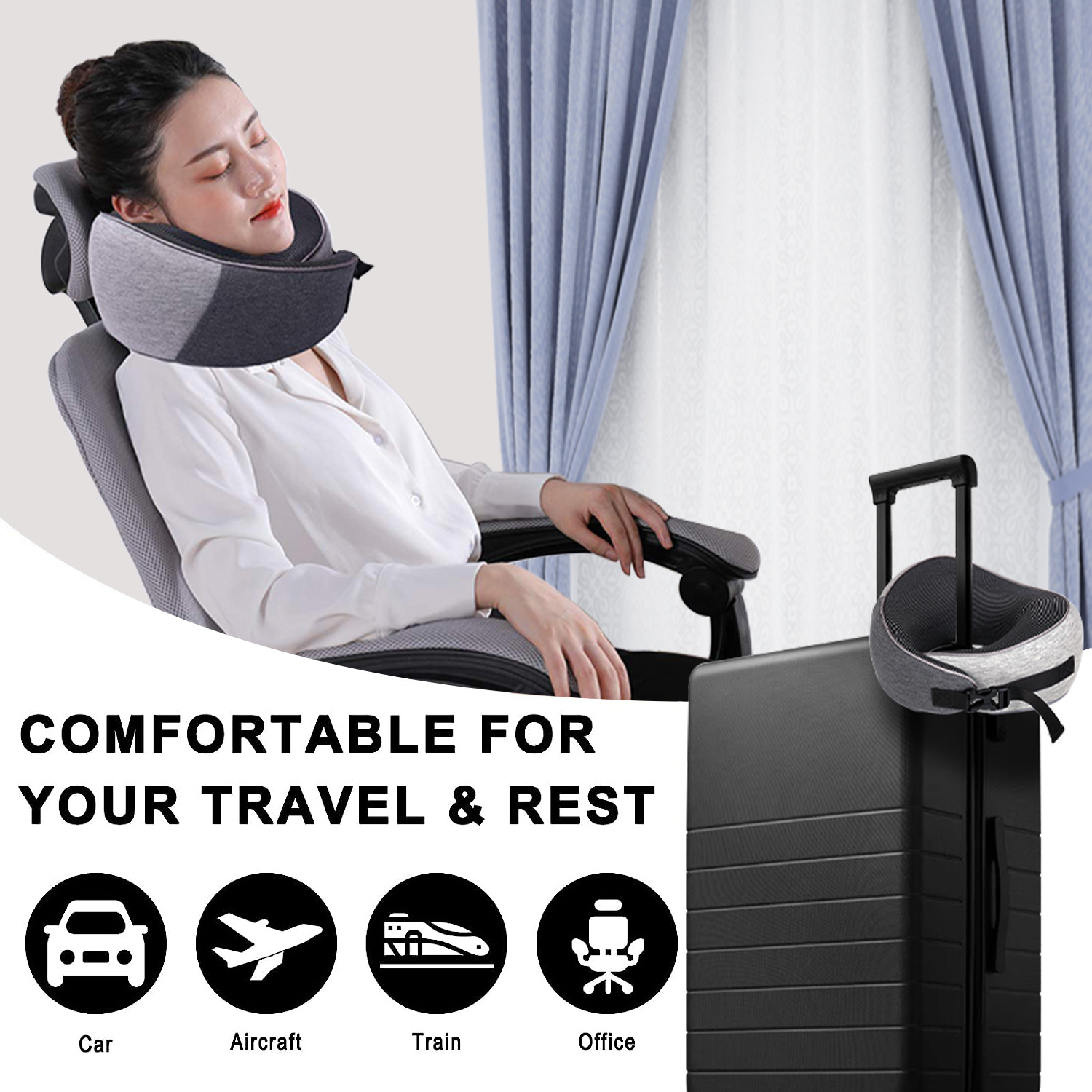 Slow Rebound Space Memory Foam neck pillow Healthcare Ergonomic Office Nap U Shape Pillow Car Sleeping Headrest travel pillow