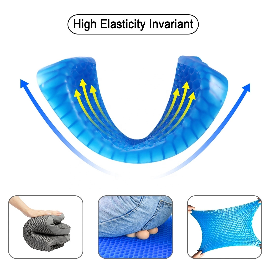 2021 Hot Selling Cooling Pain Hemorrhoid Blood Circulation Orthopedic Memorial Foam  Honeycomb Gel Cushion Seat