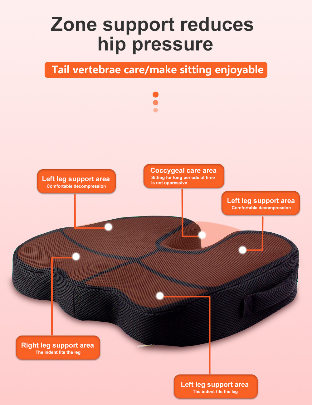 Best Selling New Design Memory Foam and Orthopedic Design Breathable Zero Gravity Butt Foam Seat Cushion