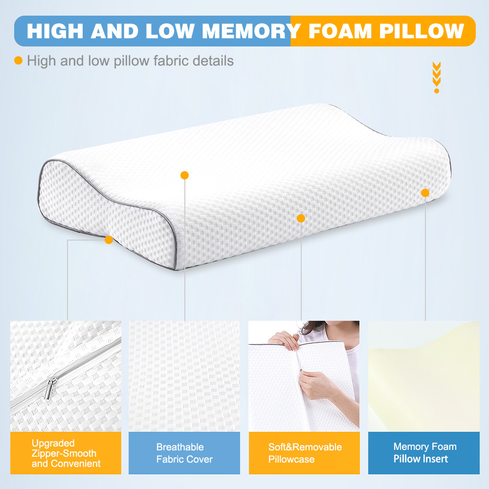 Custom Logo Cervical Orthopedic pillow Neck Rest Gel Cool Coccyx Contour Comfort Adjustable Memory Foam bed Pillow