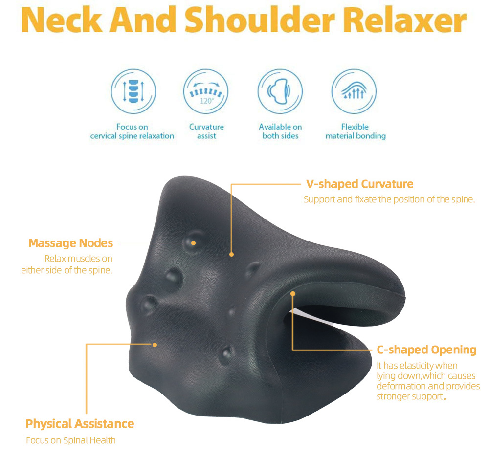 Harbour Chiropractic Pillow Neck Stretcher Neck and Shoulder Relaxer Cervical Traction Device for TMJ Pain Relief and Cervical