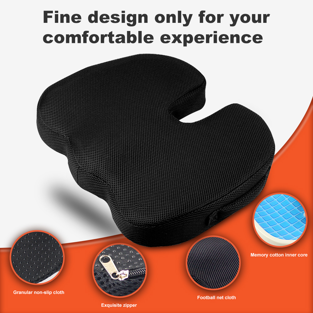 Best Selling New Design Memory Foam and Orthopedic Design Breathable Zero Gravity Butt Foam Seat Cushion