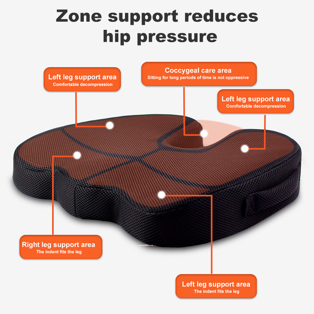 Best Selling New Design Memory Foam and Orthopedic Design Breathable Zero Gravity Butt Foam Seat Cushion