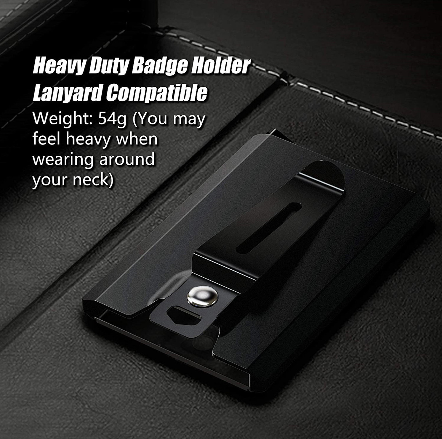 Aluminium ID Badge Card Holder Heavy Duty with Quick Release Button Metal Clip for Offices ID Badge Holder Wallet