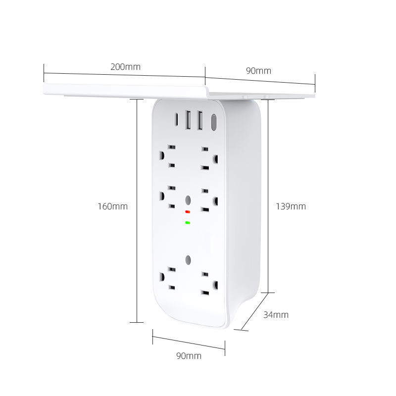 American multifunctional wall plug socket WPG05 with USB Night Light Shelf