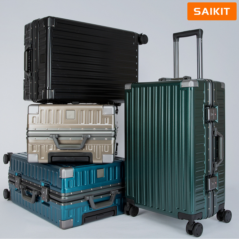 Wholesale big aluminum travel case suitcases luggage set with tsa lock