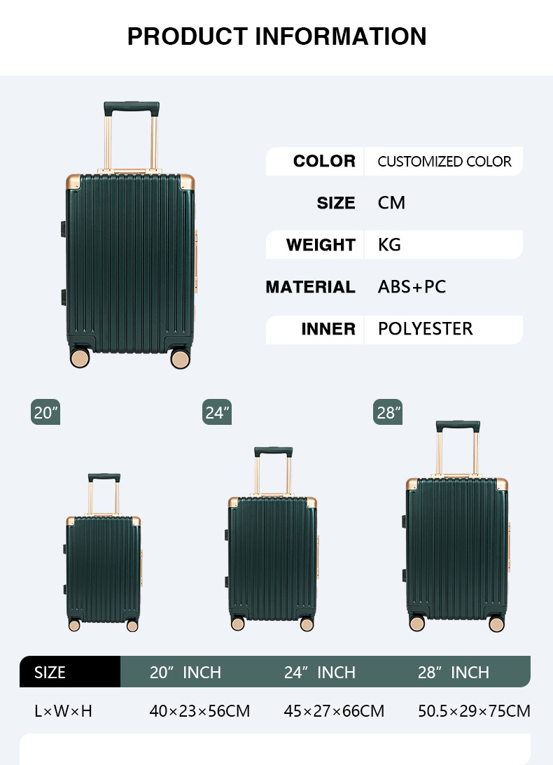 Hot sale travel suitcase set aluminium cabin luggage trolley case luxury vintage luggage travel bag with wheels customized bag