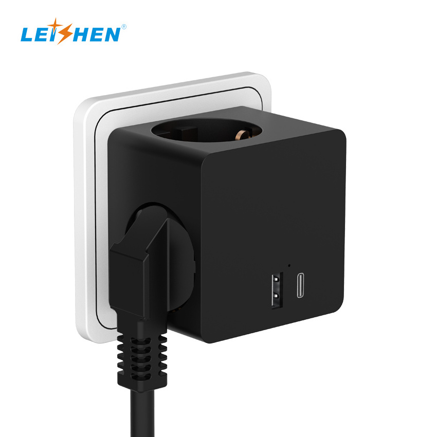 Leishen electric USB Socket Cube Power Strip Cube with Child Lock   Without Cable  2 USB Type C 4000 W Max