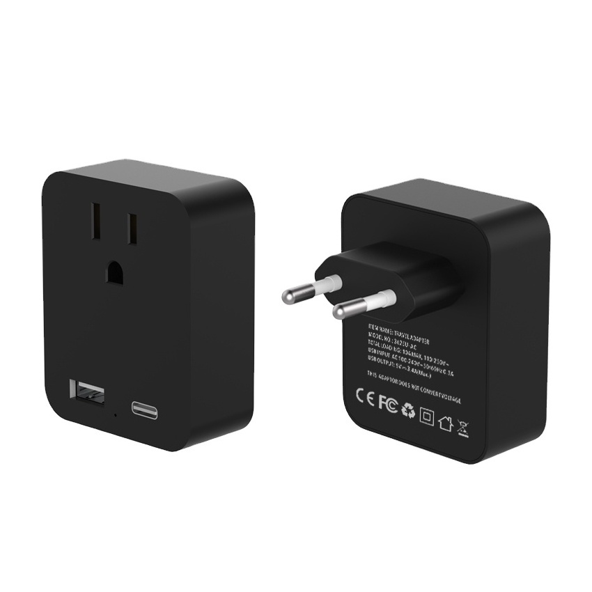 Leishen European Travel Plug Adapter US to EU International Plug Adapter Travel Essentials for EU Spain France German Iceland