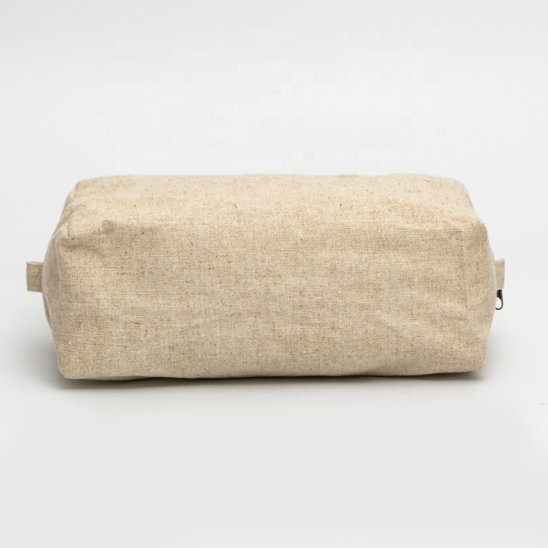 Custom factory cost eco friendly cosmetic bag natural unisex linen cosmetic makeup pouch hemp toiletry bags