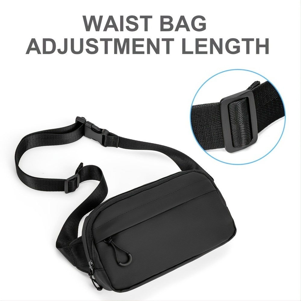 Black Fashion Waterproof Waist Bag With Adjustable Strap