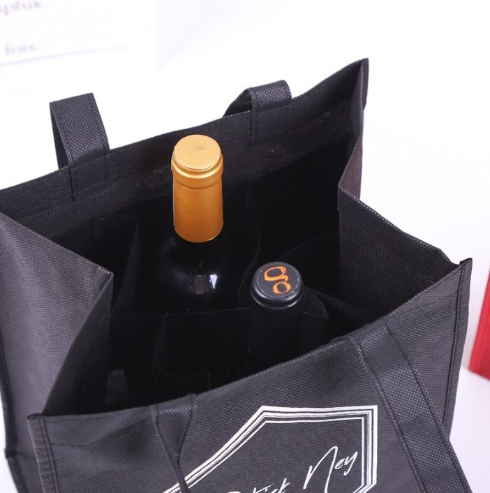 Custom Letter Wine Non Woven Manufacturer Large Takeaway Tote Women's Shoulder Hand Bag for Wine