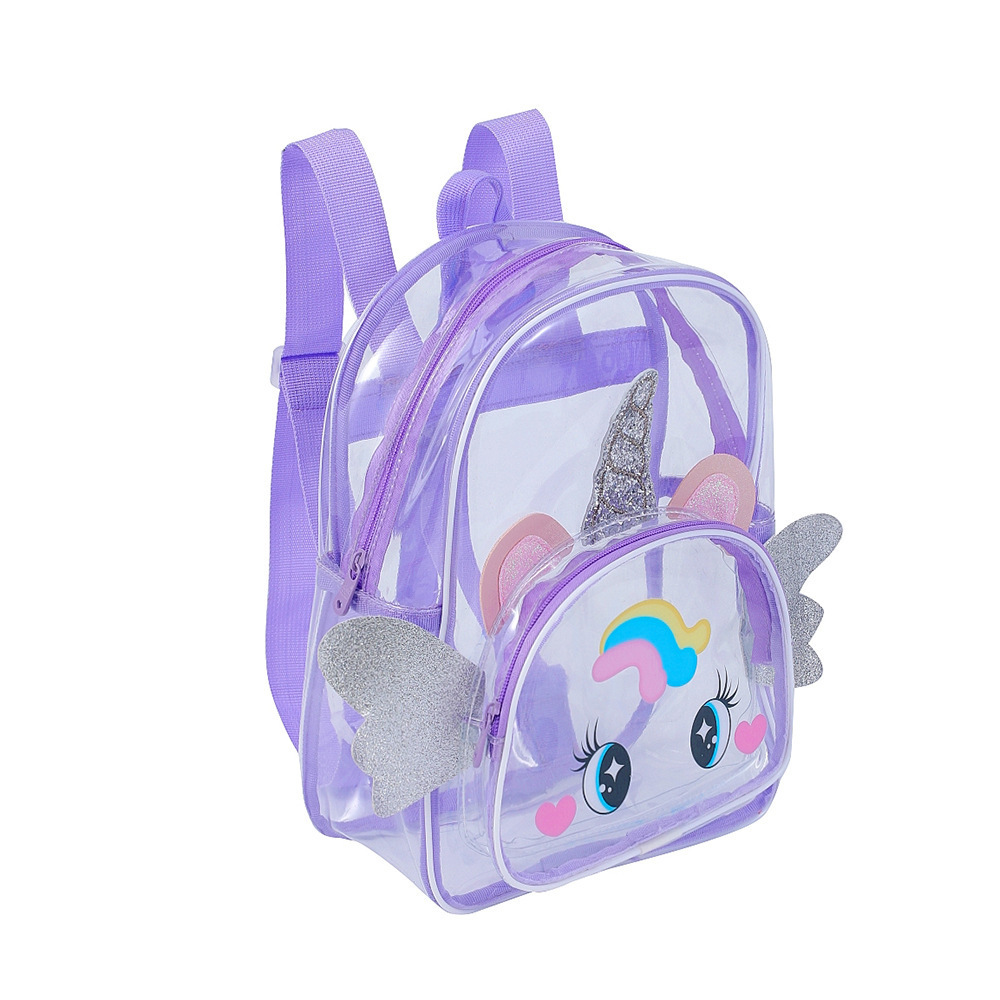 Clear PVC backpack big eyes Unicorn backpack for children Summer beach bag for children swimming mermaid backpack