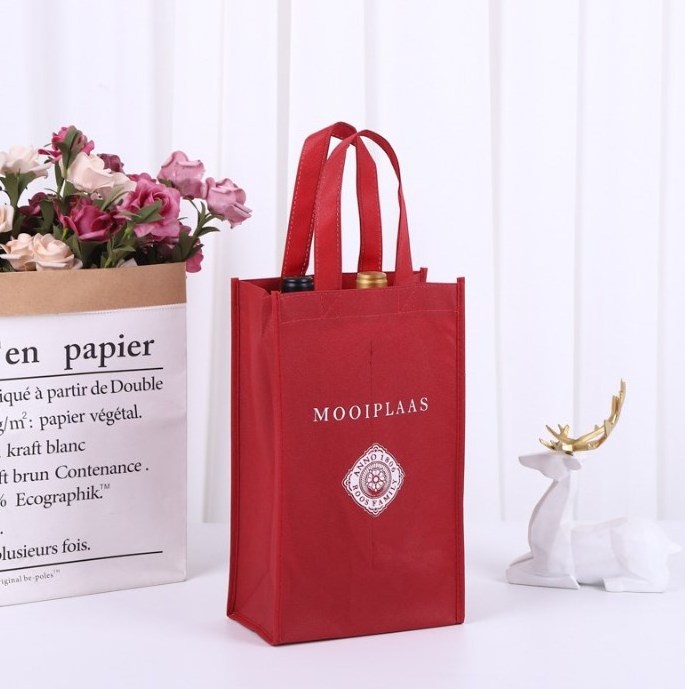 Custom Letter Wine Non Woven Manufacturer Large Takeaway Tote Women's Shoulder Hand Bag for Wine