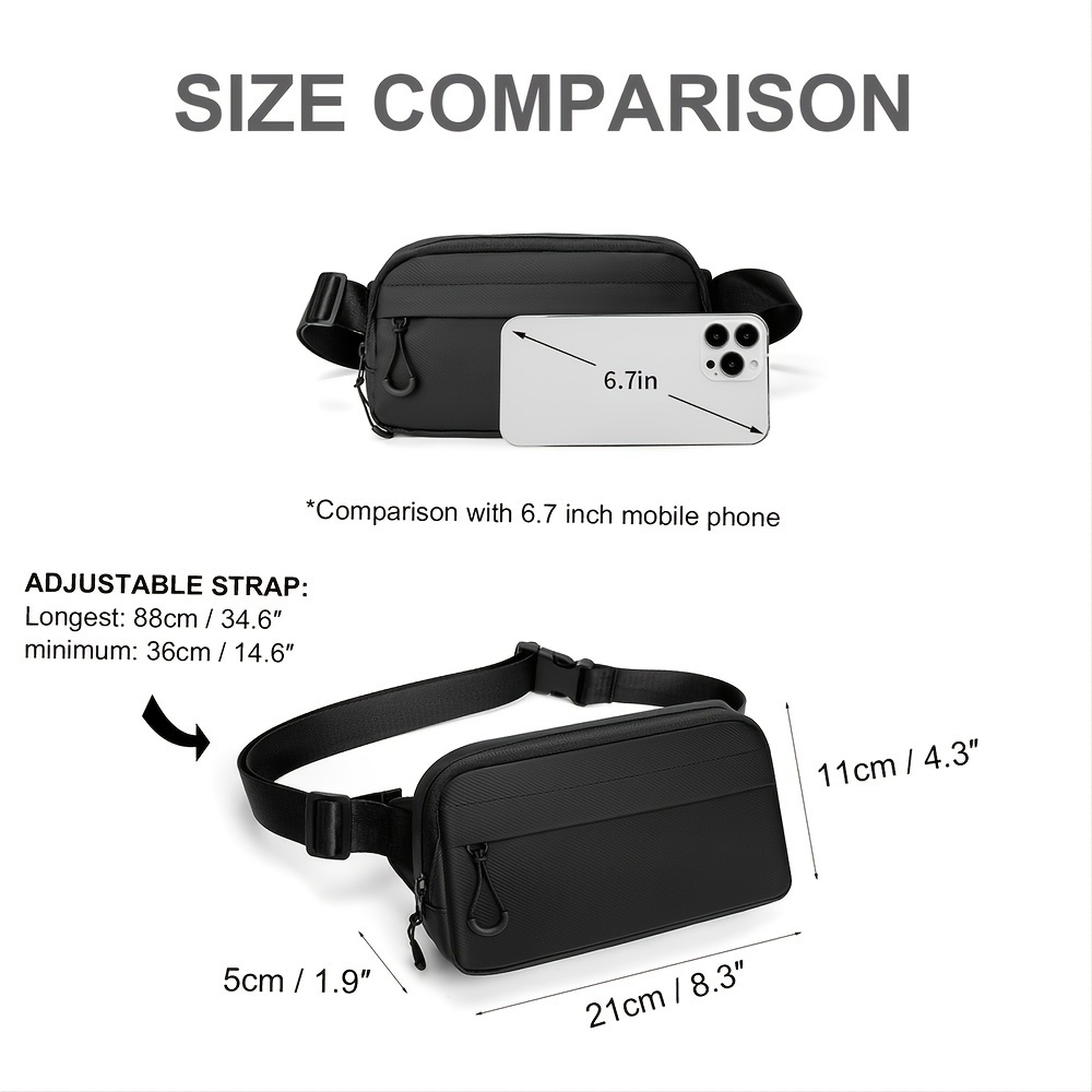 Black Fashion Waterproof Waist Bag With Adjustable Strap