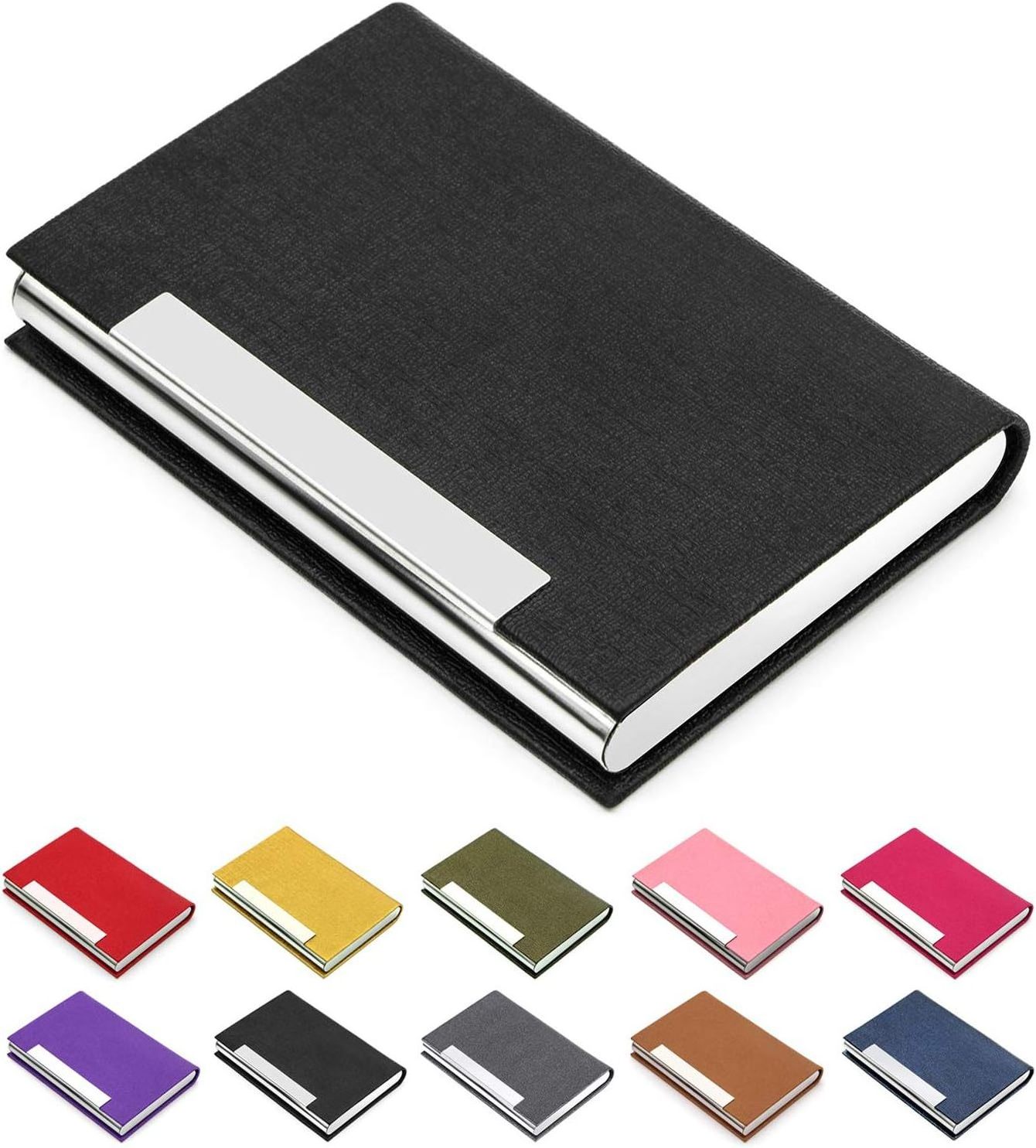 Accept Custom Logo Stainless Steel With PU Leather Slim Business Card Holder For Women Men