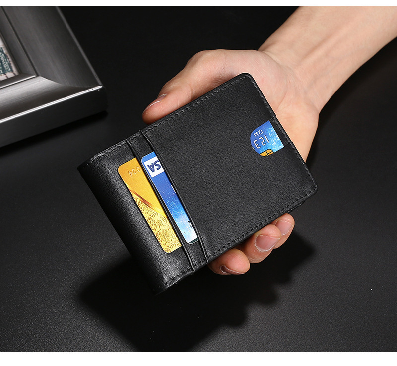 2022 New Carbon Fiber Plain Leather Men's Wallet Europe and America Money Clip Apple Tracker US Dollar RFID Card Holder