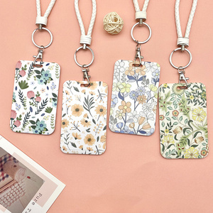 2022 Korean style ins small fresh cute flower girl heart access control meal card student bus IC card holder with lanyard