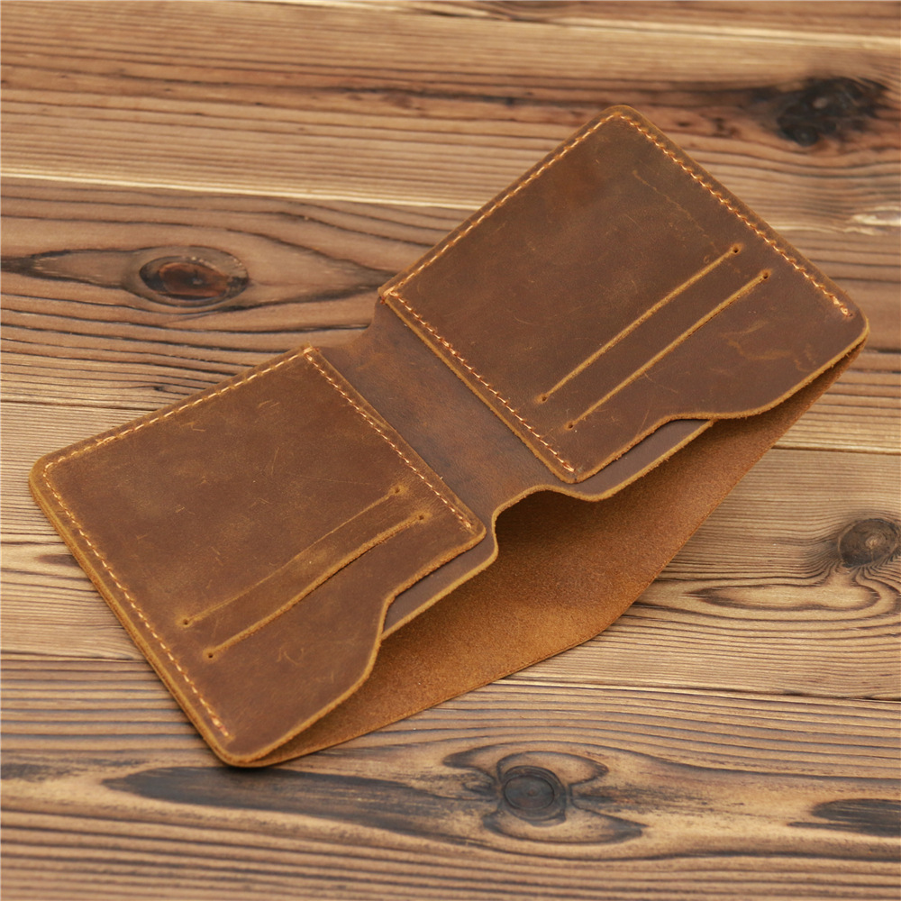 Slim Wallet for Men -Thin Bifold Crazy Horse Genuine Leather RFID Blocking Minimalist Stylish Front Pocket Mens Wallets