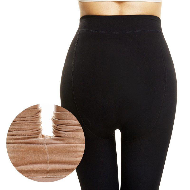 Autumn and winter 100KG  large size thin fleece leggings nylon dragon claw wool one body pants plus fat Coke pants