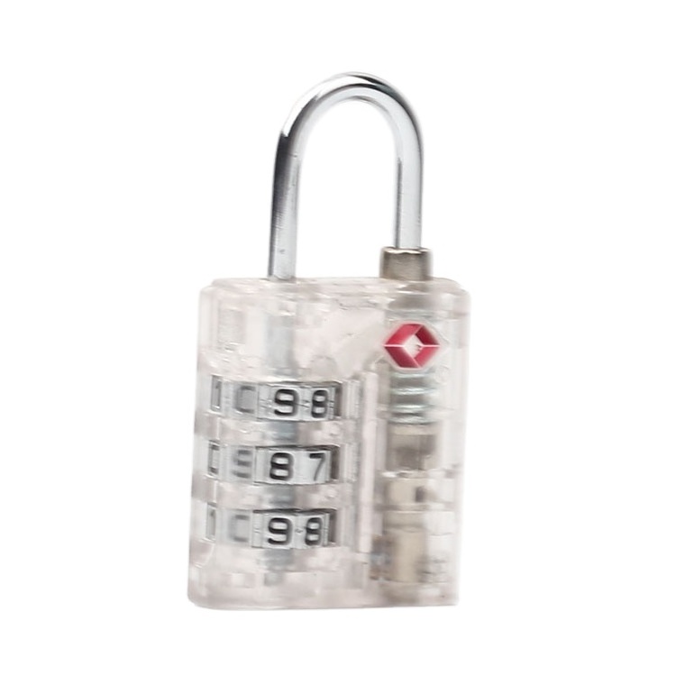 Travelsky Wholesale High Quality Visual TransparentTsa Luggage Locks 3 Digit Password Lock Travel Padlocks