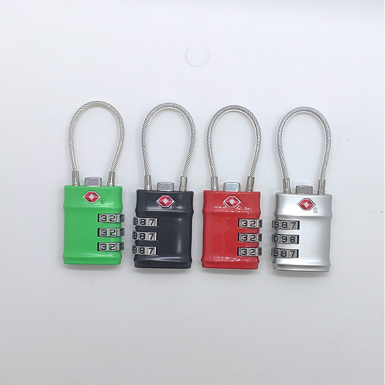 Zinc Alloy Travel TSA Luggage Lock 3 Digit Combination TSA Cable Lock For Backpack