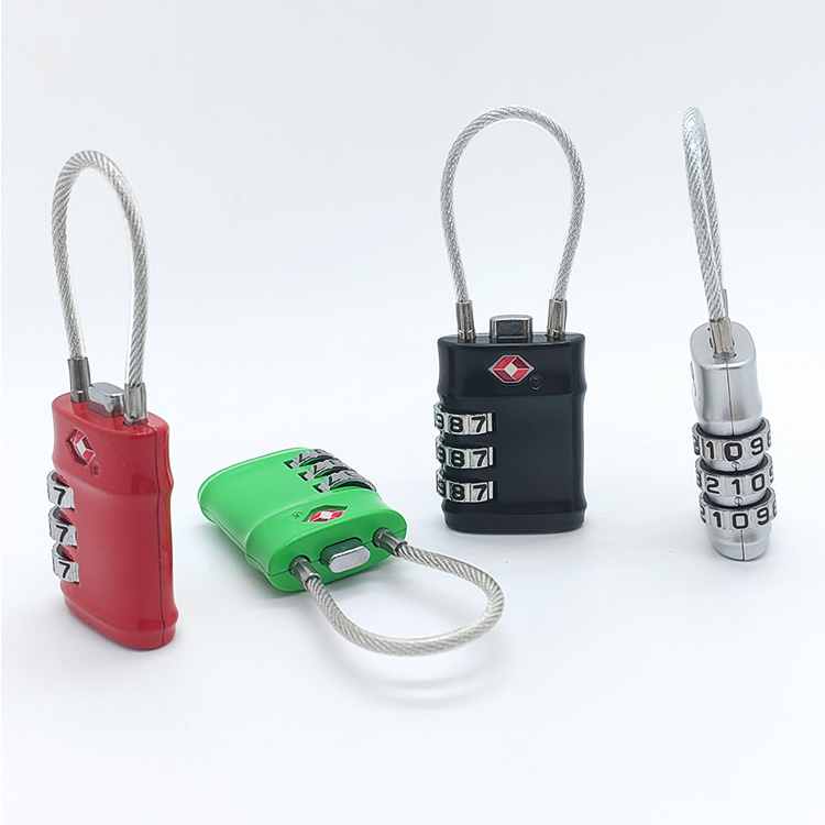 Zinc Alloy Travel TSA Luggage Lock 3 Digit Combination TSA Cable Lock For Backpack