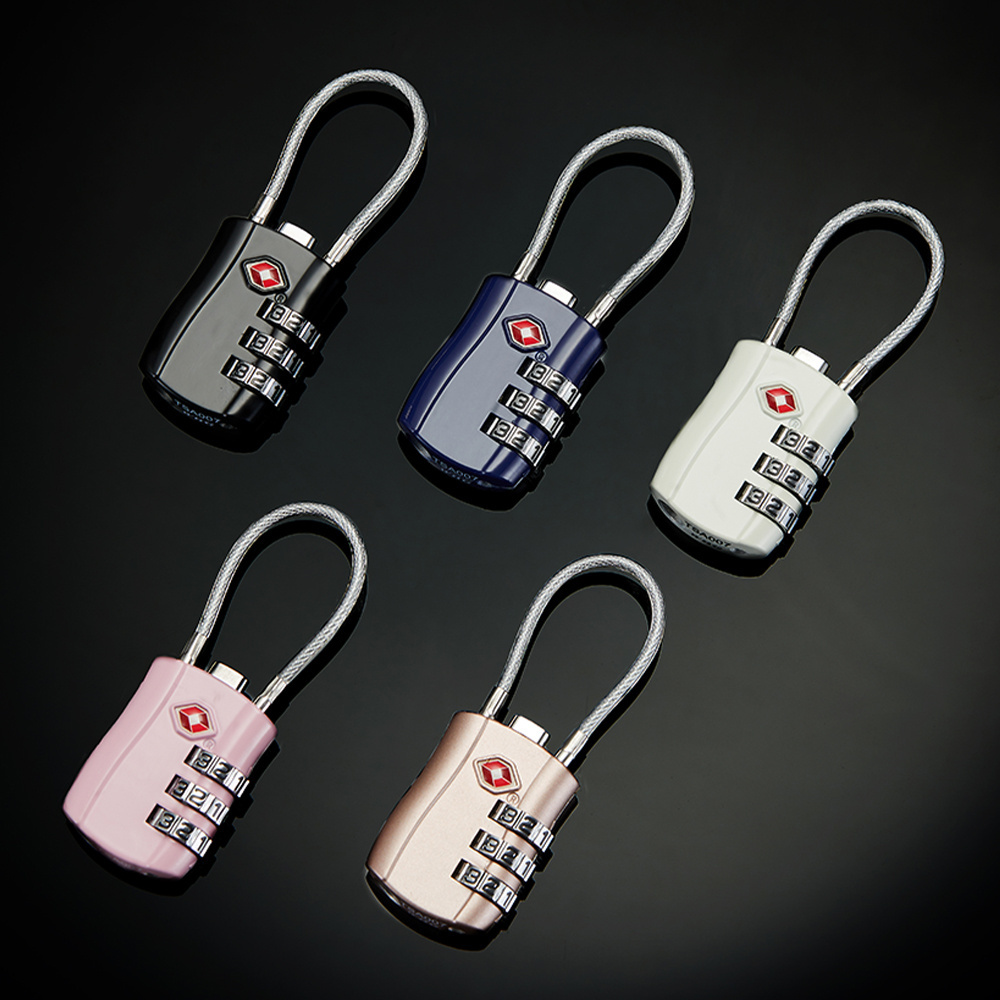 Zinc Alloy TSA Lock Outdoor Keyless Resettable Cable Lock for Travel, Lockers, Bags, Backpack, Gym