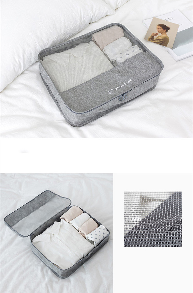 Special Design Widely Used Travel Luggage Organizer Packing Cube Include Colth Storage Cosmetic Shoe Bag 7 Pcs Set