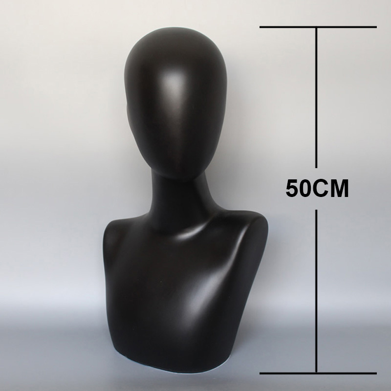 Fashion Matte Black Female Fiberglass ABS Material Mannequin Head Jewelry Wig Hair Display Model Stand