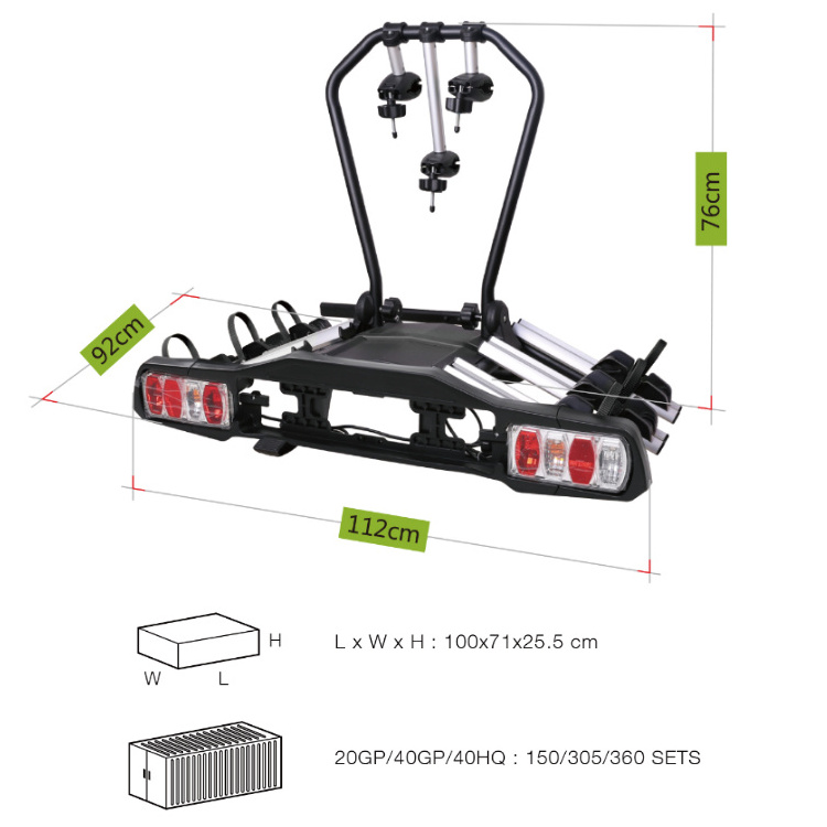 Treasurall TB006D 2 inches hitch rear car bike holder hanging bicycle rack