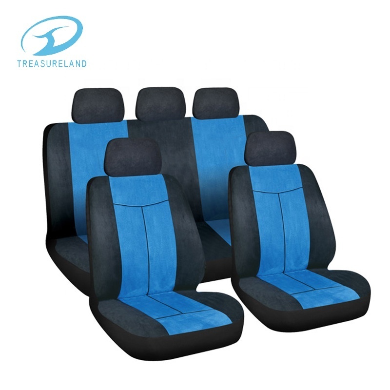 9pcs Full Set Washable Fine Needlework And Smooth Lines Universal Fabric Velour Car Seat Cover