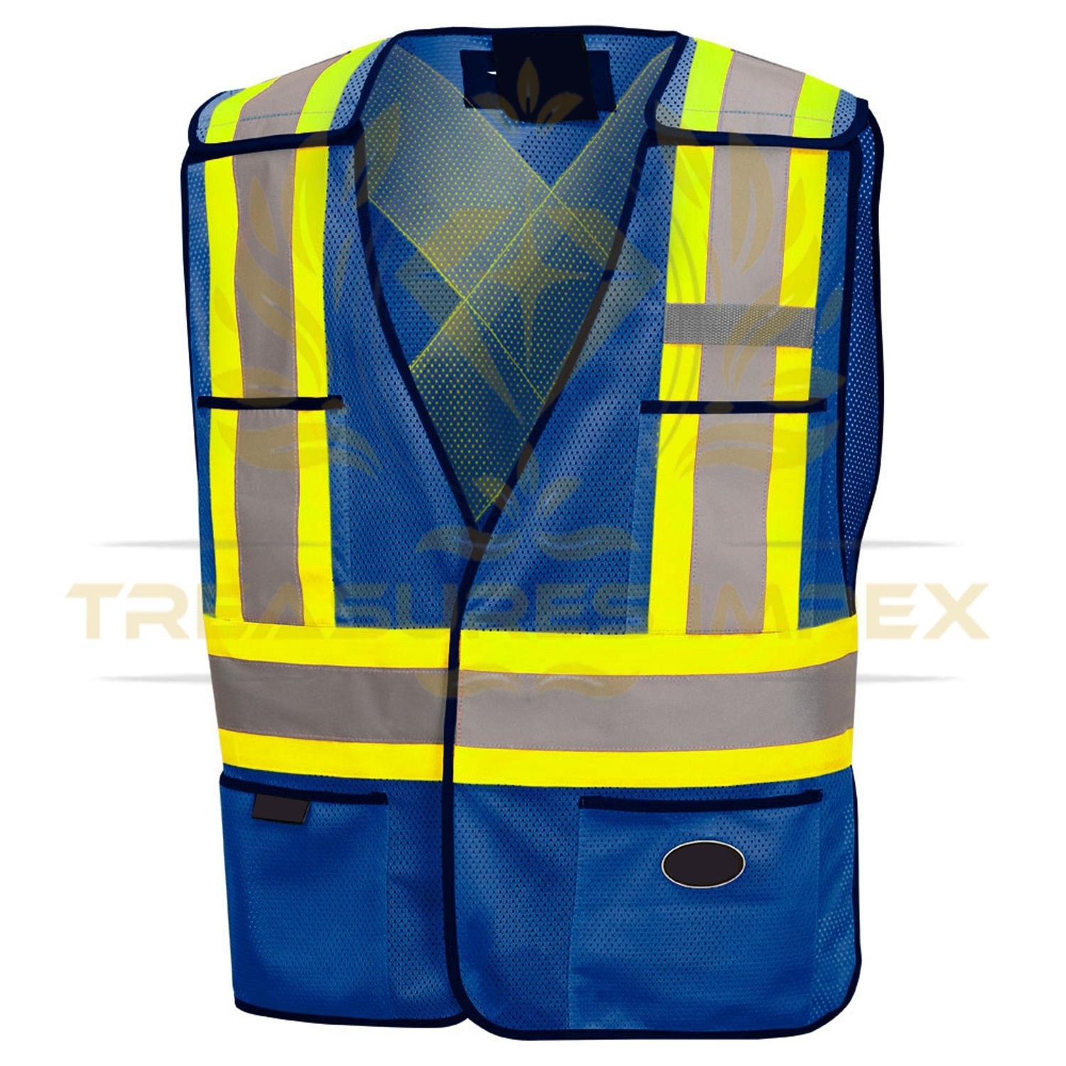 Safety Vest With Logo Purple Hi-Viz All Purpose Royal Blue Breathable Mesh Fabrics Sleeveless Reflective Vest