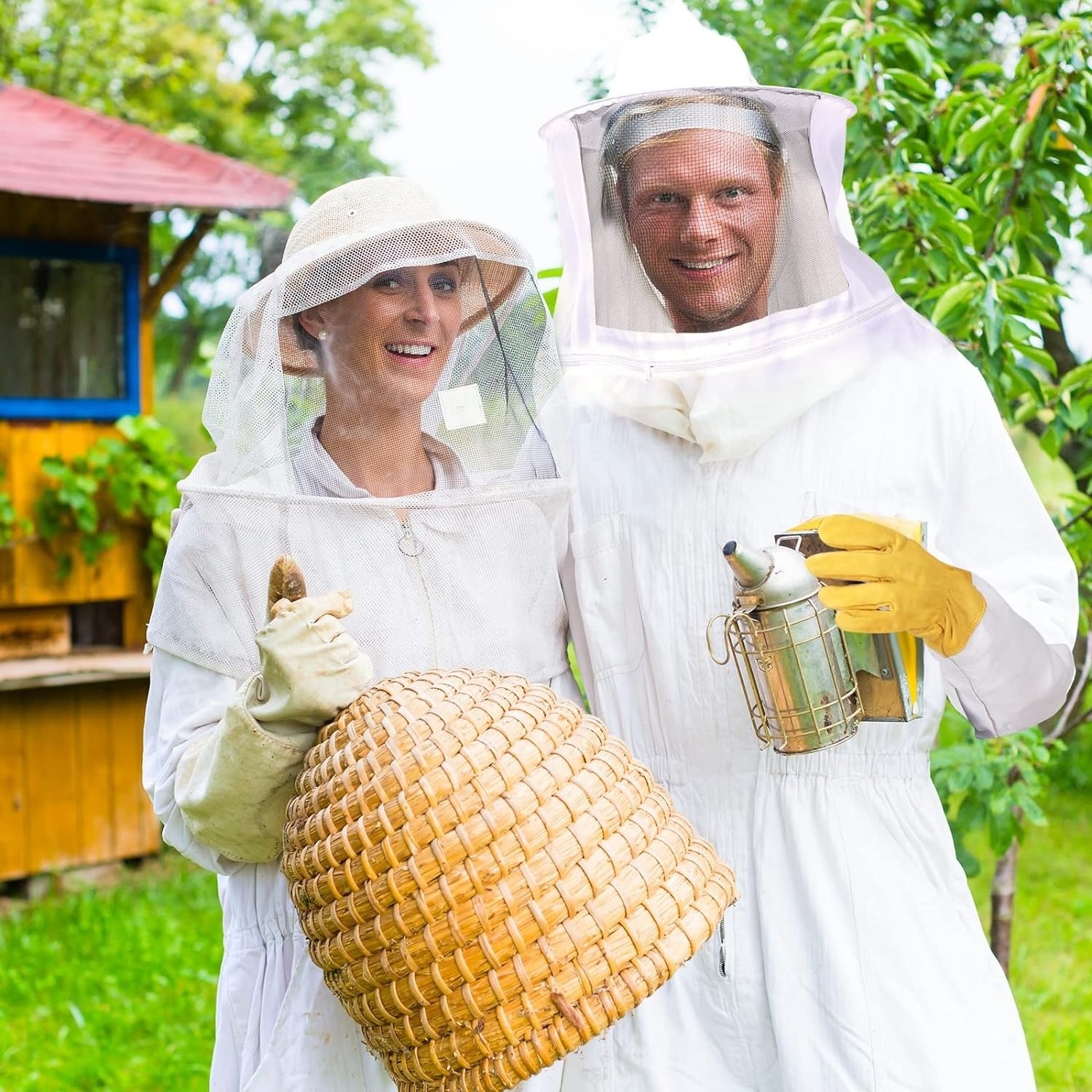 Bee Suit Three Layer Ultra Ventilated Mesh Sting Proof Beekeeper, Beekeeping, Protective Bee Suit with Fencing Veil For unisex