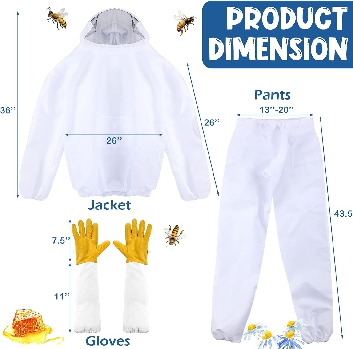 Bee Suit Three Layer Ultra Ventilated Mesh Sting Proof Beekeeper, Beekeeping, Protective Bee Suit with Fencing Veil For unisex