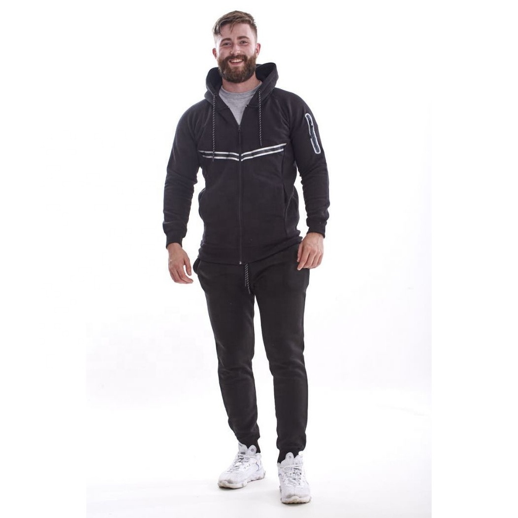 Workout Sweatsuits 2 Piece Tracksuits Zip Up Hooded Coats Pants Solid Slim Fit Outfits Fall Men Fashion Sets Suit