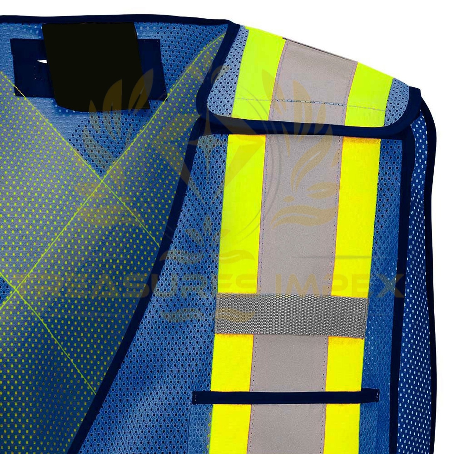 Safety Vest With Logo Purple Hi-Viz All Purpose Royal Blue Breathable Mesh Fabrics Sleeveless Reflective Vest