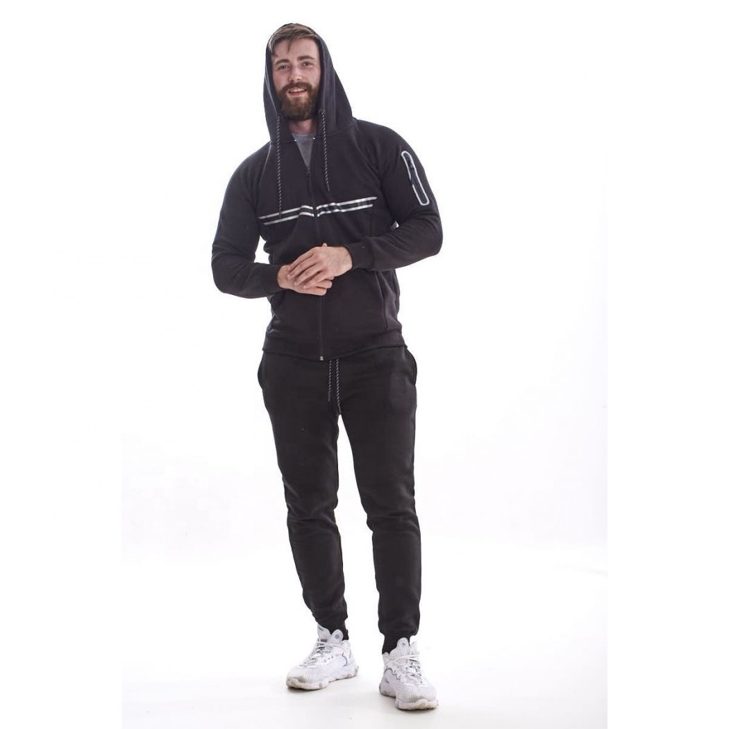 Workout Sweatsuits 2 Piece Tracksuits Zip Up Hooded Coats Pants Solid Slim Fit Outfits Fall Men Fashion Sets Suit