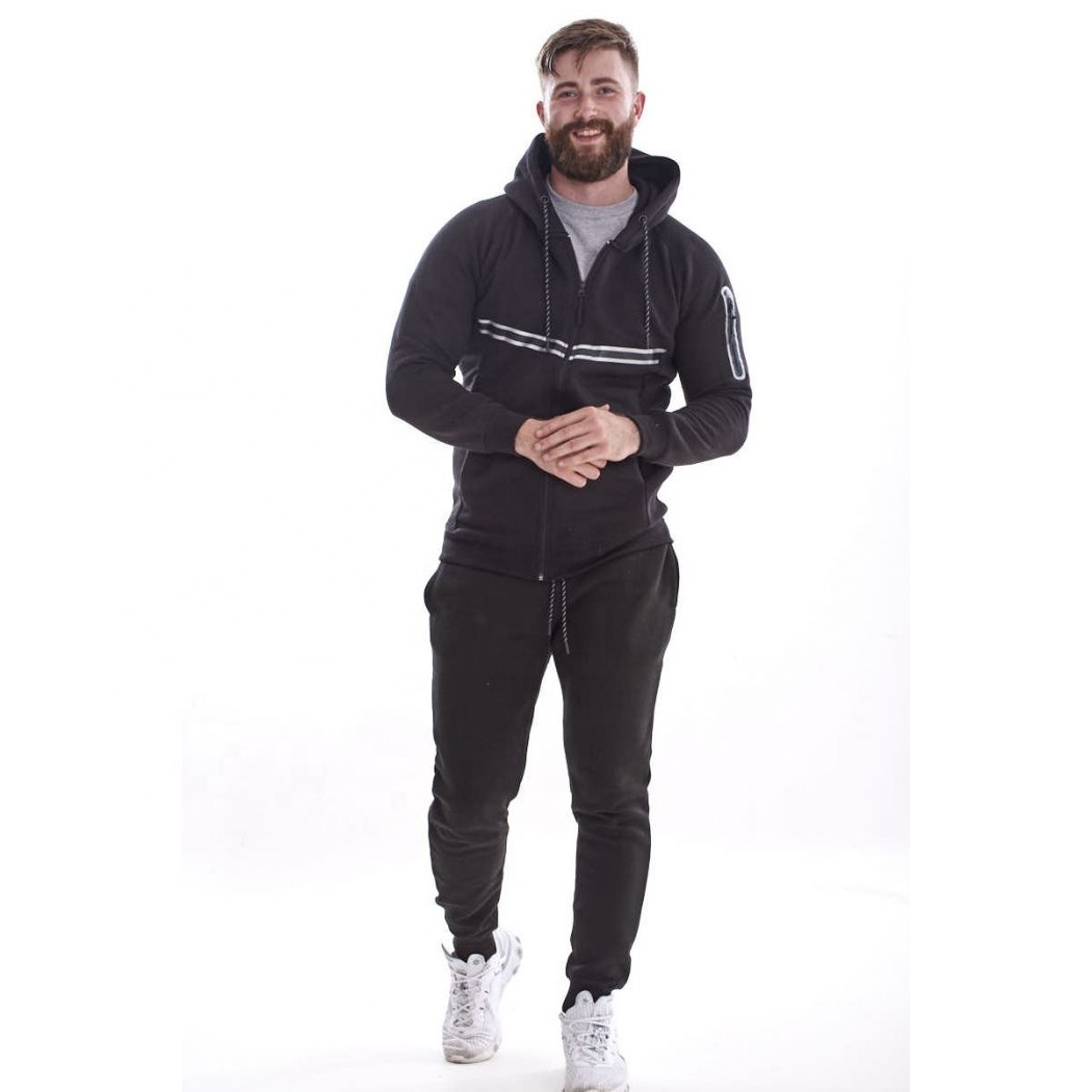 Workout Sweatsuits 2 Piece Tracksuits Zip Up Hooded Coats Pants Solid Slim Fit Outfits Fall Men Fashion Sets Suit