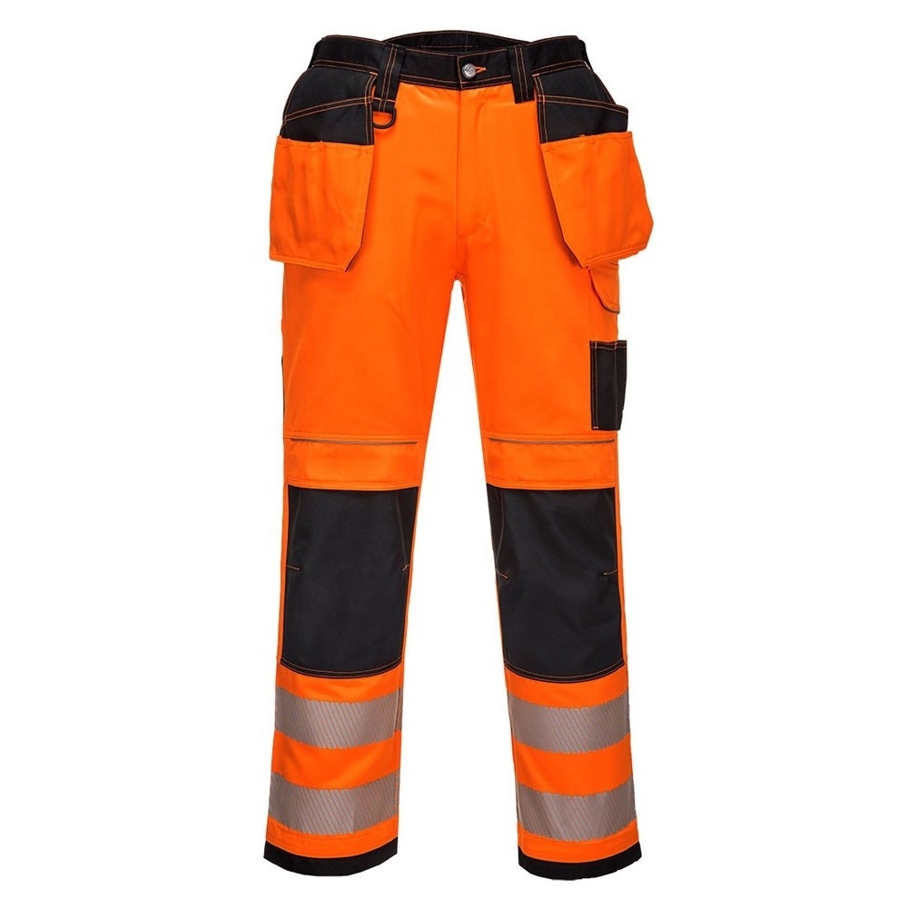 Workwear Cargo Pants Wholesale Customized Safety Construction Stretch Pants Outdoor High-visibility Work Trouser Reflective Tape