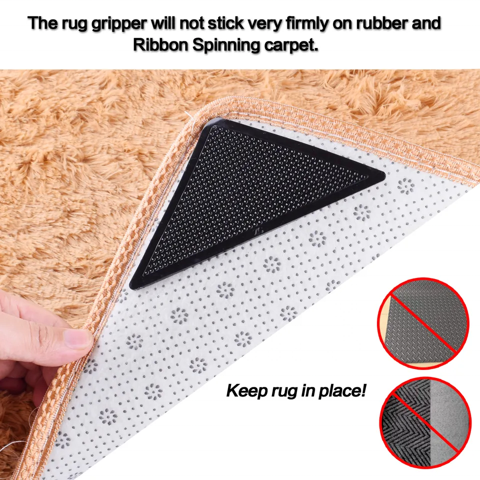 Non Slip Rug Pad 4Pcs Rug Carpet Mat Grippers Anti Skid Reusable Silicone Grip Adhesive Anti Slip Pad