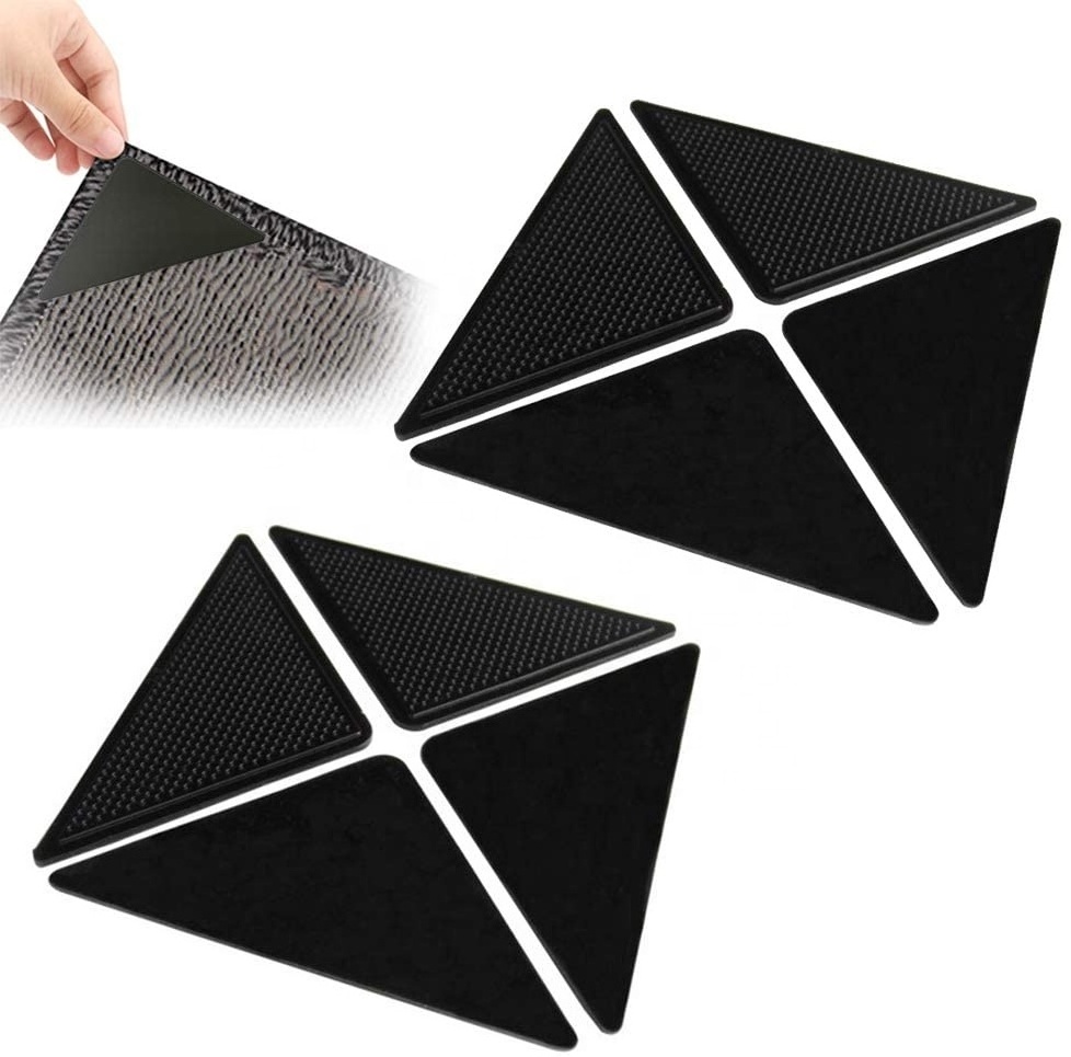 self adhesive triangle anti curling rug gripper for carpet non slip corner pad