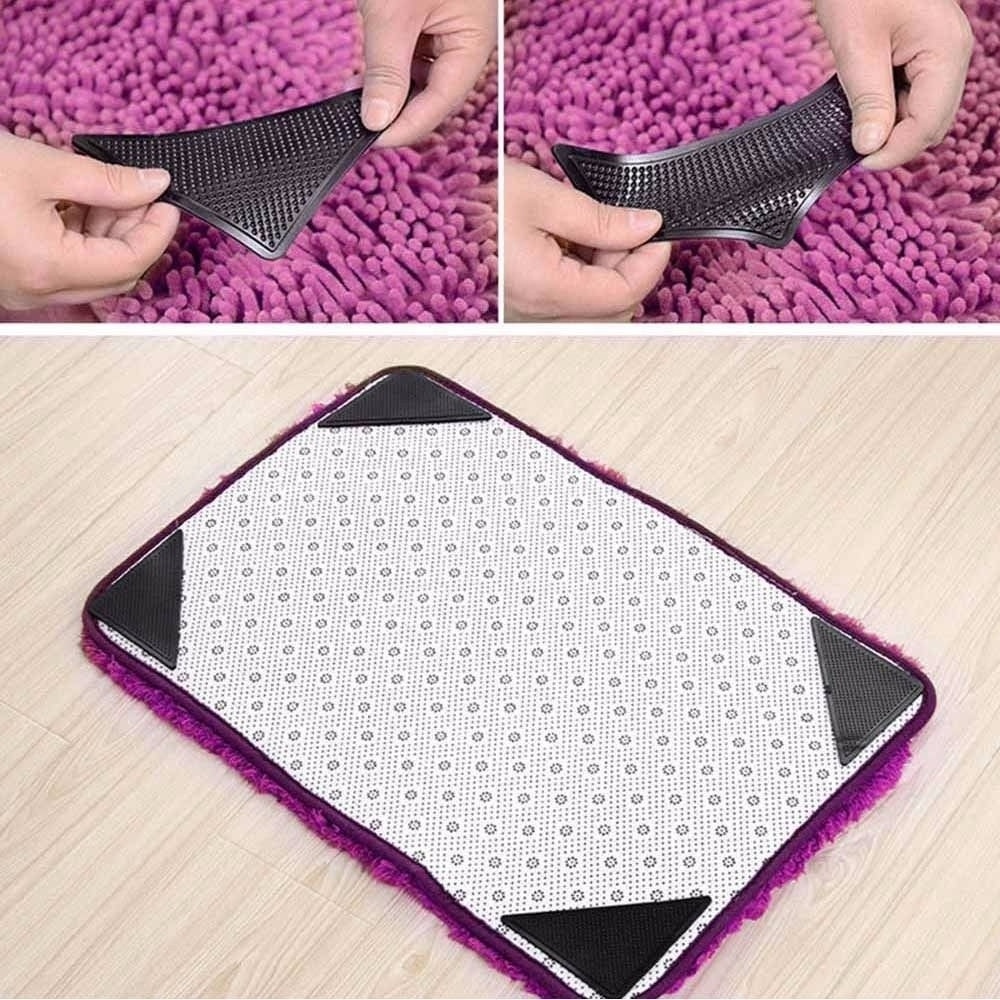 self adhesive triangle anti curling rug gripper for carpet non slip corner pad