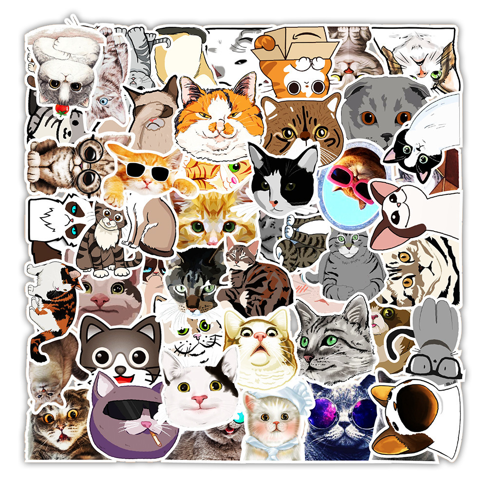 50PCS/SET Wholesale Cute kitten anime cartoon simons cat decal sticker wall adhesive decoration stickers